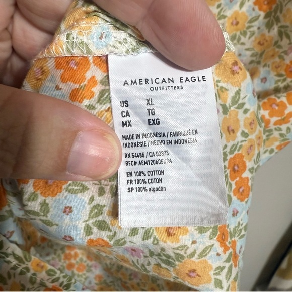 American Eagle Women Button Front Oversized Resort Shirt Multi Floral XL - Picture 4 of 8